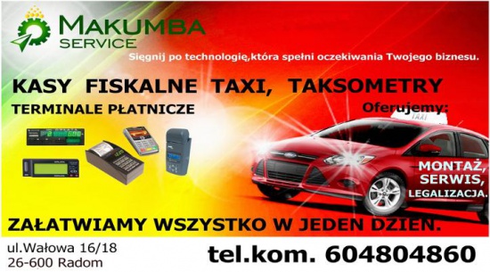 Sprzedaż, montaż i serwis kas fiskalnych,taksometrów-Radom